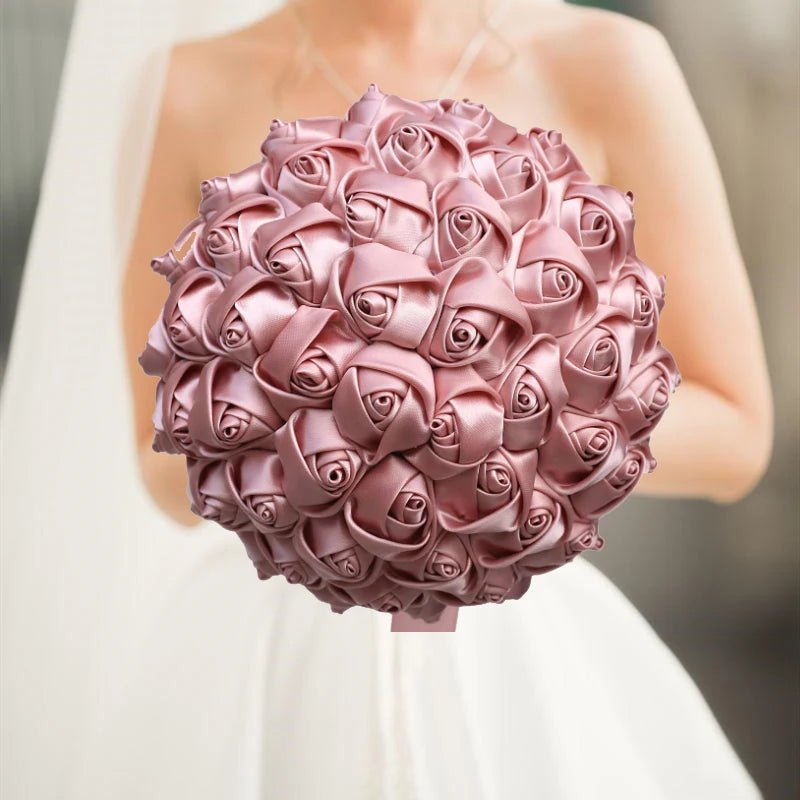Blush Pink Silk Rose Wedding Bouquet - Luzilly Bridal & Apparel