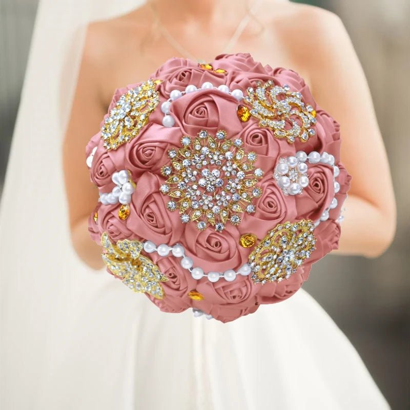 Blush Pink Silk Rose Wedding Bouquet - Luzilly Bridal & Apparel