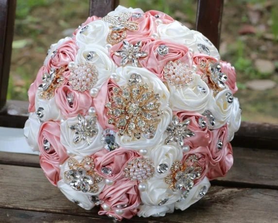 Blush Pink Silk Rose Wedding Bouquet - Luzilly Bridal & Apparel