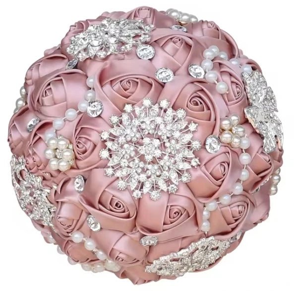 Blush Pink Silk Rose Wedding Bouquet - Luzilly Bridal & Apparel