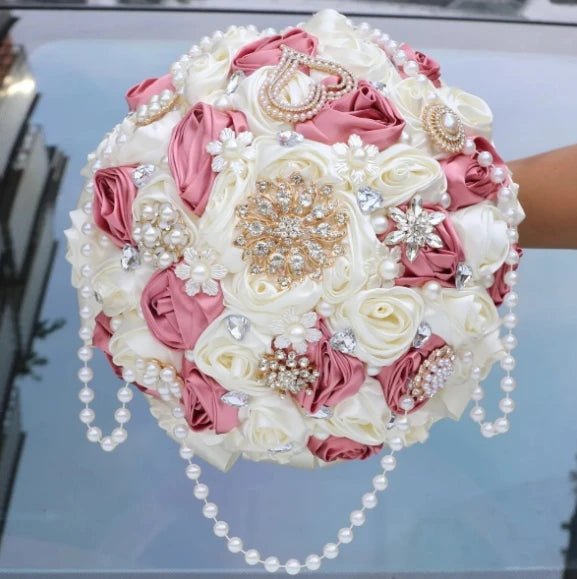 Blush Pink Silk Rose Wedding Bouquet - Luzilly Bridal & Apparel