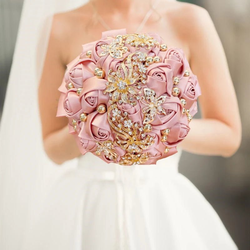 Blush Pink Silk Rose Wedding Bouquet - Luzilly Bridal & Apparel