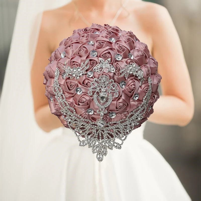 Blush Pink Silk Rose Wedding Bouquet - Luzilly Bridal & Apparel