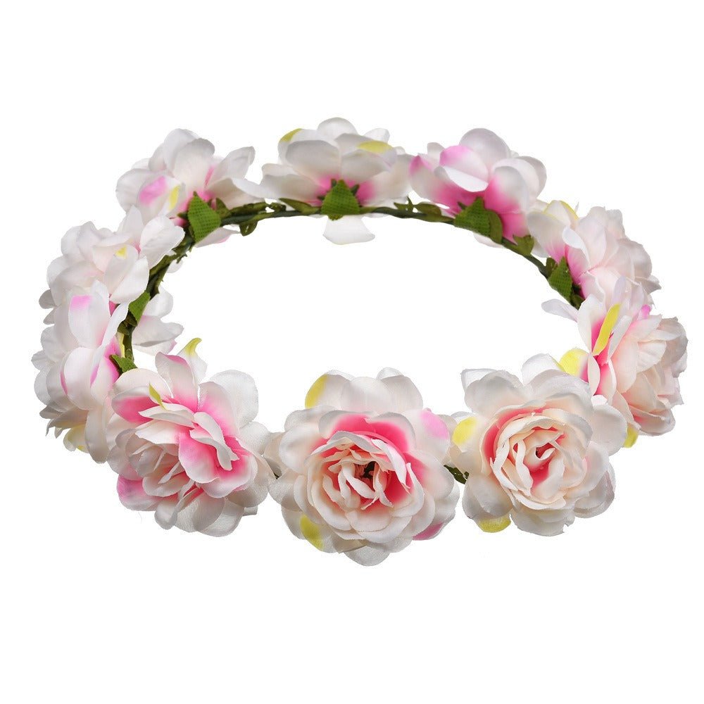 Bohemian Beach Rose Blossom Hair Hoop Bride Flower Ring Hair Strap - Luzilly Bridal & Apparel