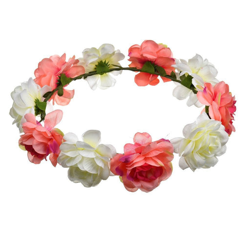 Bohemian Beach Rose Blossom Hair Hoop Bride Flower Ring Hair Strap - Luzilly Bridal & Apparel