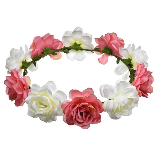 Bohemian Beach Rose Blossom Hair Hoop Bride Flower Ring Hair Strap - Luzilly Bridal & Apparel
