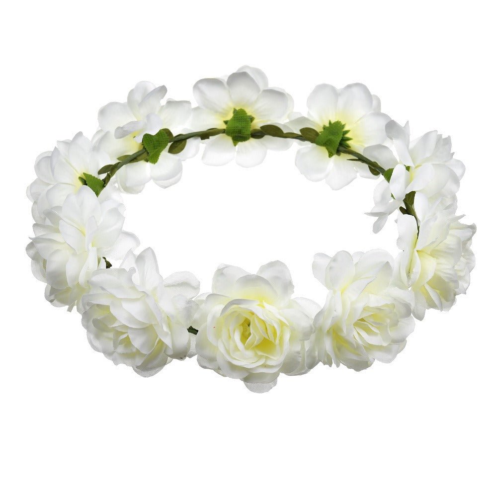 Bohemian Beach Rose Blossom Hair Hoop Bride Flower Ring Hair Strap - Luzilly Bridal & Apparel