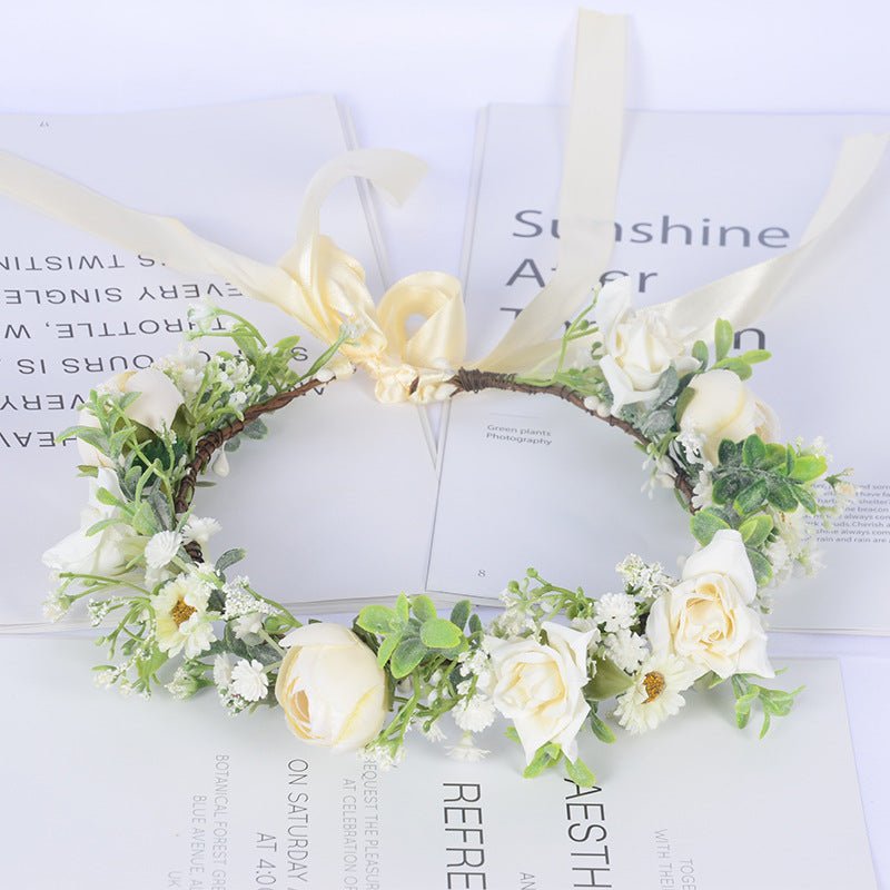 Bohemian Wreath Simulation Starry Sky Handmade Wrapped Headwear Mini Wedding Photography Girl Hair Accessories - Luzilly Bridal & Apparel