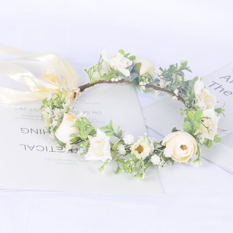 Bohemian Wreath Simulation Starry Sky Handmade Wrapped Headwear Mini Wedding Photography Girl Hair Accessories - Luzilly Bridal & Apparel