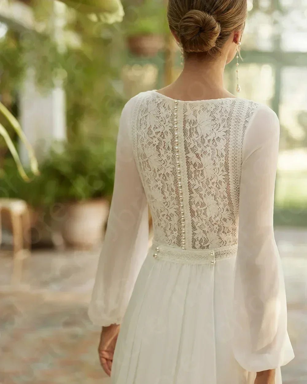 Boho Beach Wedding Dress - Long Sleeve Lace Gown Customizable | Femstylo - Luzilly Bridal & Apparel