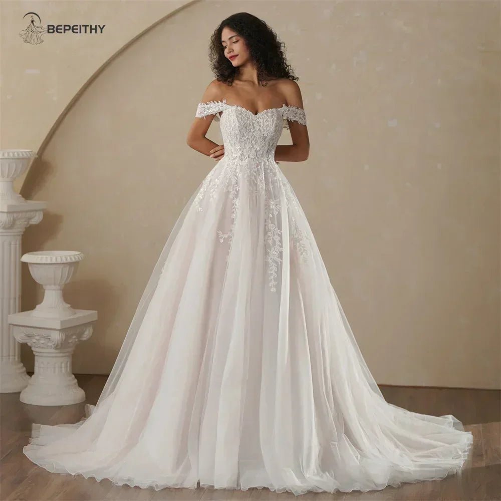 Boho Champagne Wedding Dress | Custom A-Line Bridal Gown -femstylo - Luzilly Bridal & Apparel