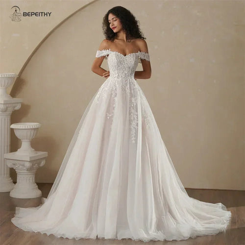 Boho Champagne Wedding Dress | Custom A-Line Bridal Gown -femstylo - Luzilly Bridal & Apparel