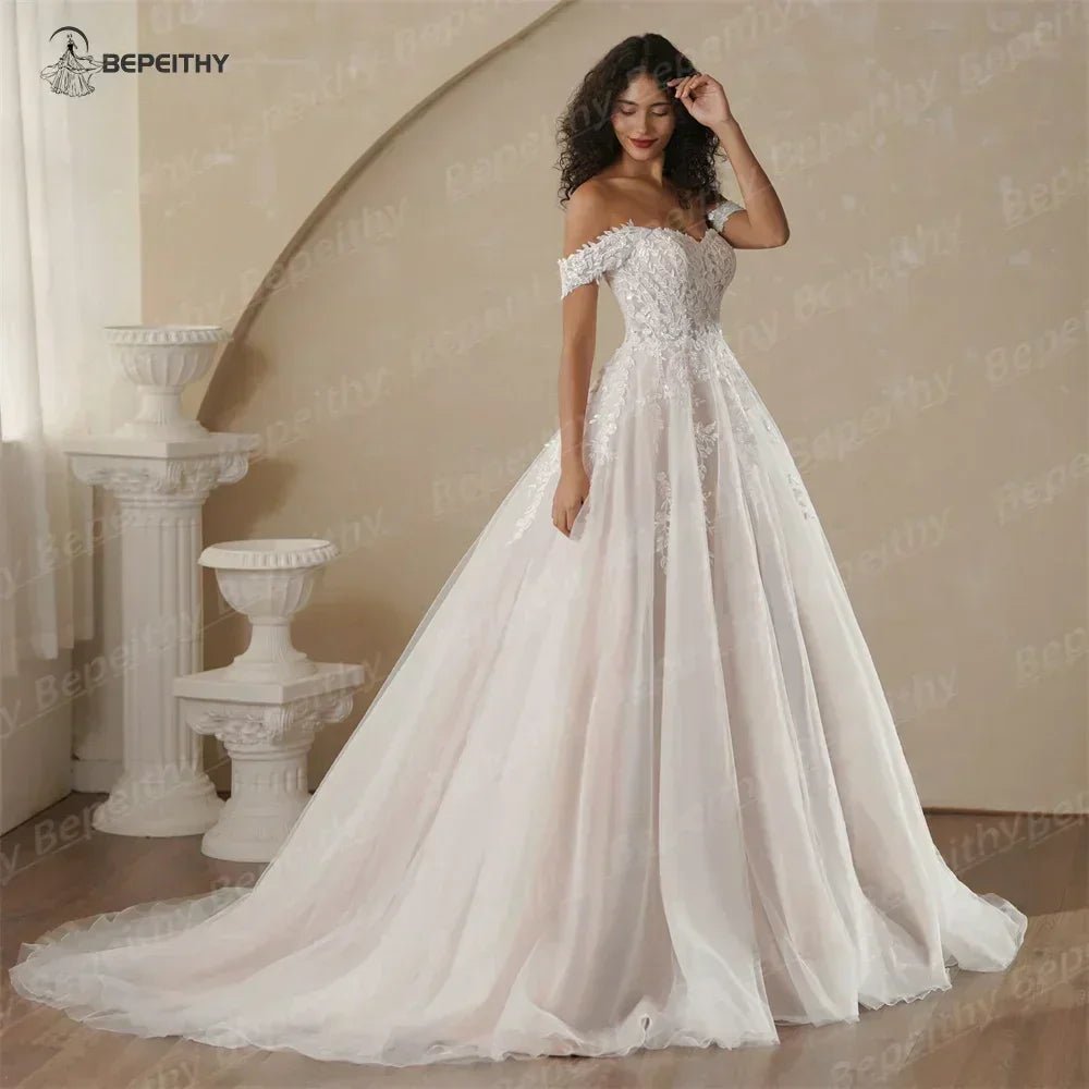 Boho Champagne Wedding Dress | Custom A-Line Bridal Gown -femstylo - Luzilly Bridal & Apparel