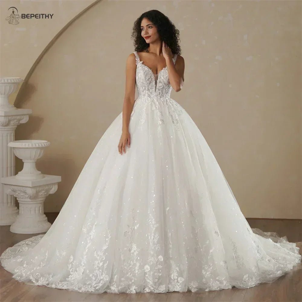 Boho Champagne Wedding Dress | Custom A-Line Bridal Gown -femstylo - Luzilly Bridal & Apparel
