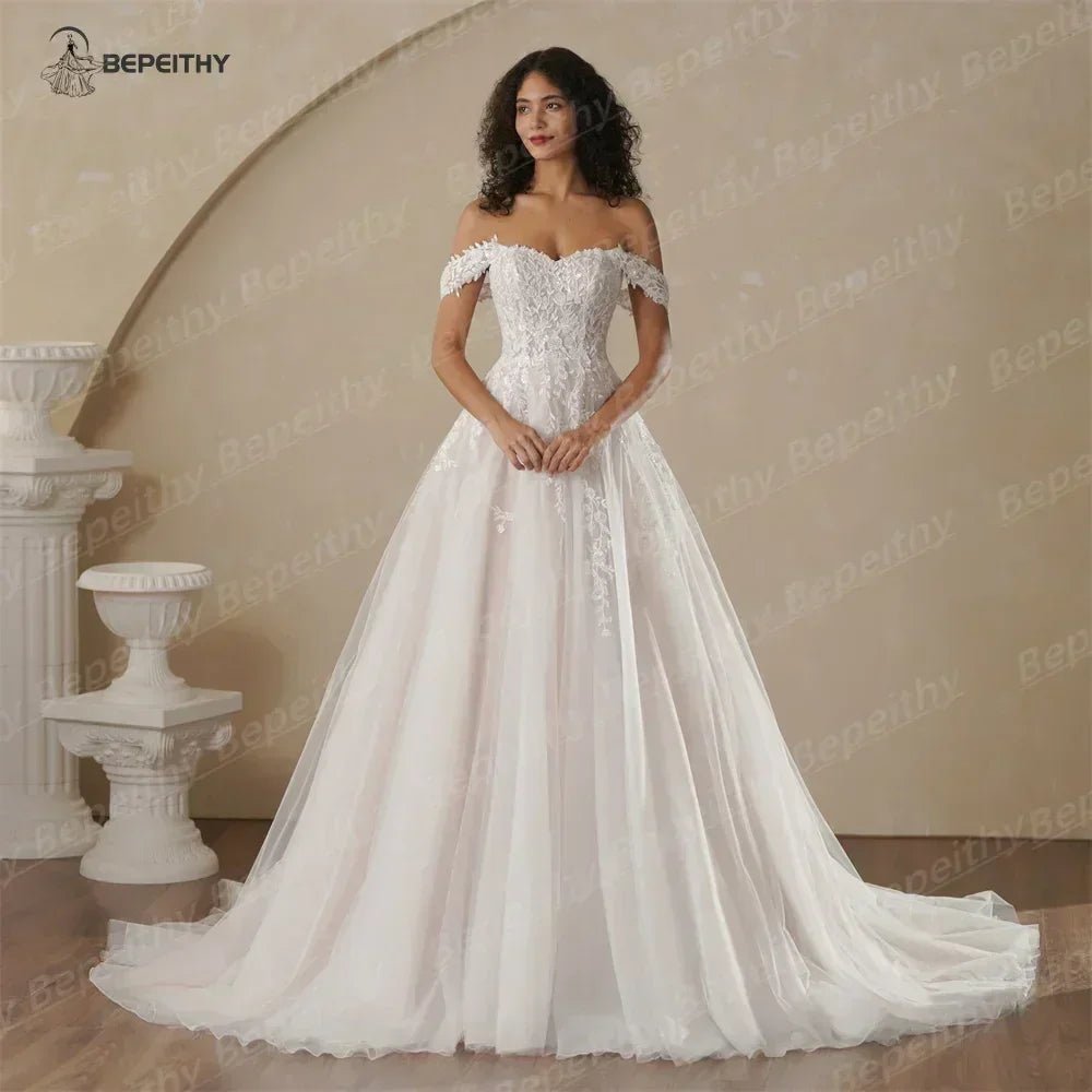 Boho Champagne Wedding Dress | Custom A-Line Bridal Gown -femstylo - Luzilly Bridal & Apparel