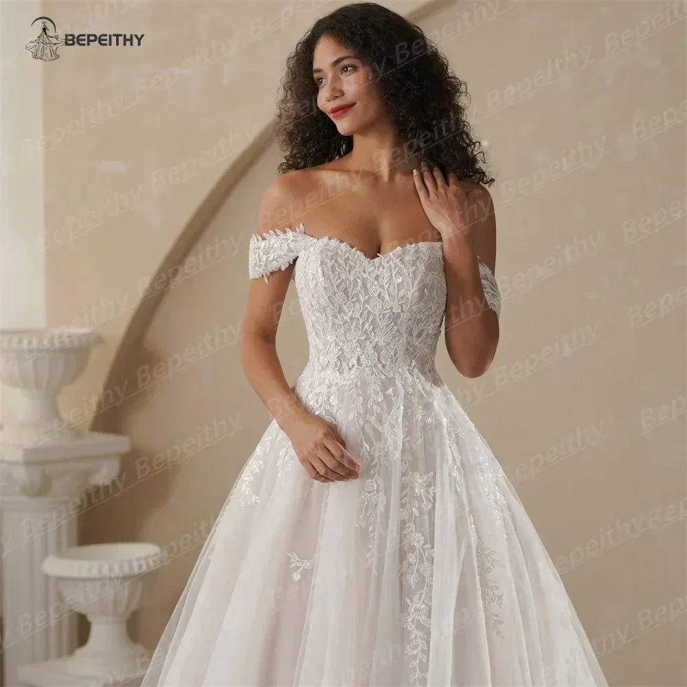 Boho Champagne Wedding Dress | Custom A-Line Bridal Gown -femstylo - Luzilly Bridal & Apparel