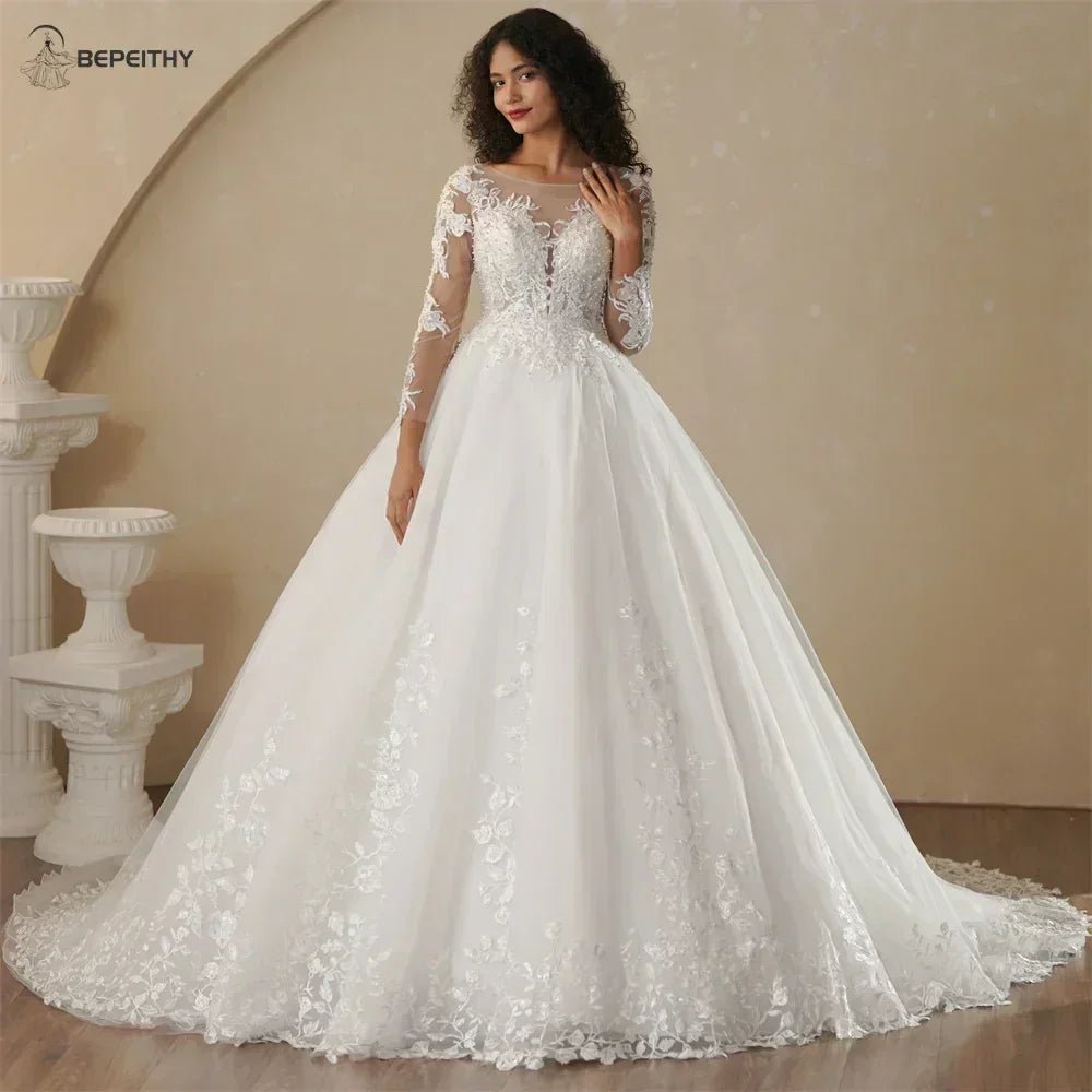 Boho Champagne Wedding Dress | Custom A-Line Bridal Gown -femstylo - Luzilly Bridal & Apparel