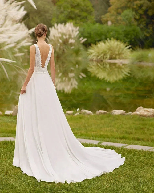 Boho Lace Backless Beach Wedding Gown - Luzilly Bridal & Apparel