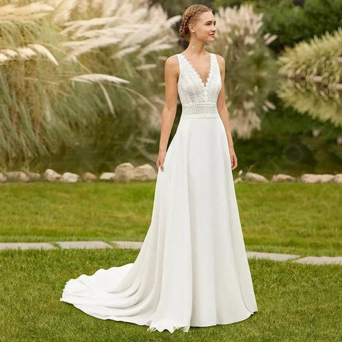 Boho Lace Backless Beach Wedding Gown - Luzilly Bridal & Apparel