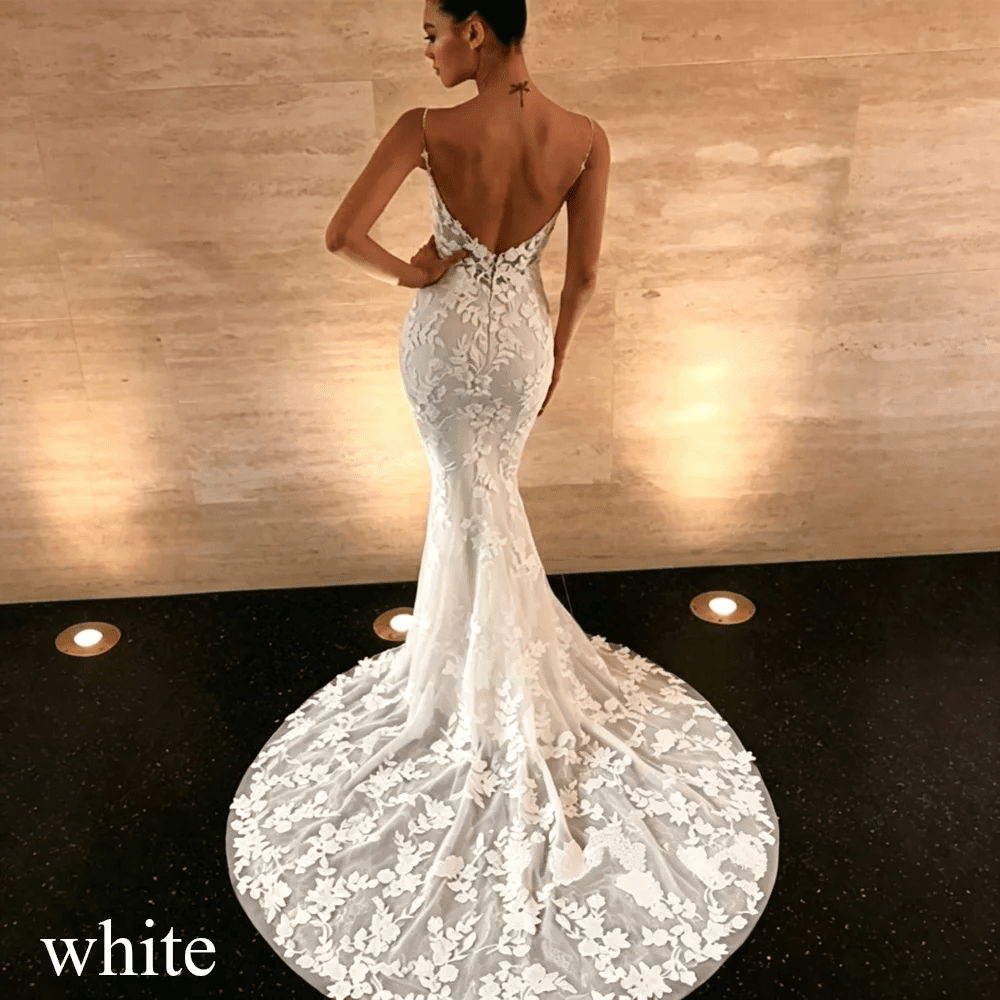 Boho Lace Backless Mermaid Wedding Dress - Luzilly Bridal & Apparel