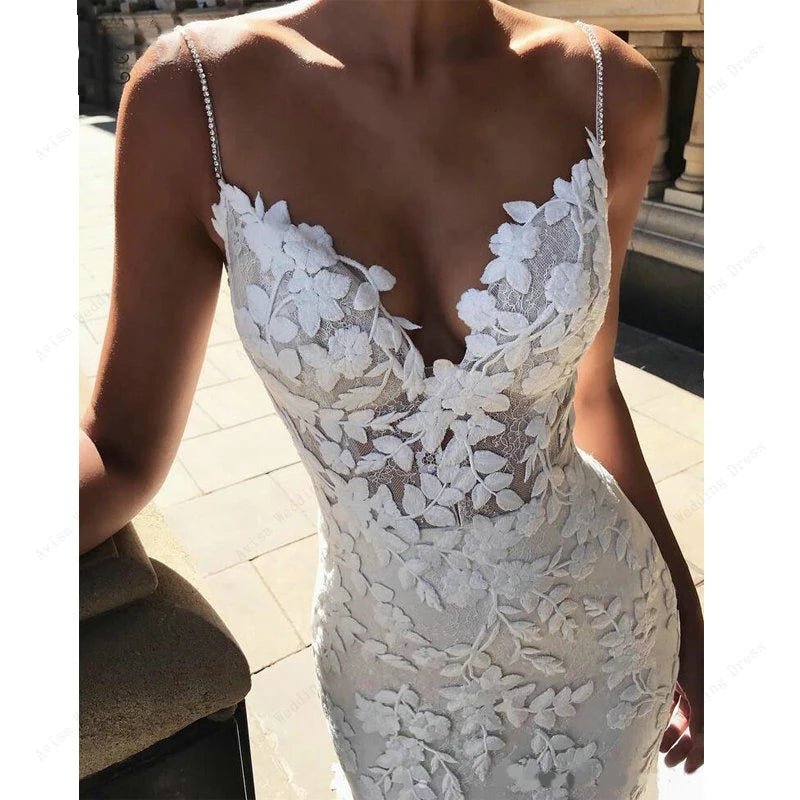 Boho Lace Backless Mermaid Wedding Dress - Luzilly Bridal & Apparel