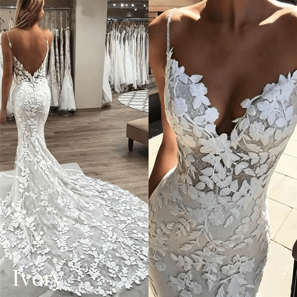 Boho Lace Backless Mermaid Wedding Dress - Luzilly Bridal & Apparel