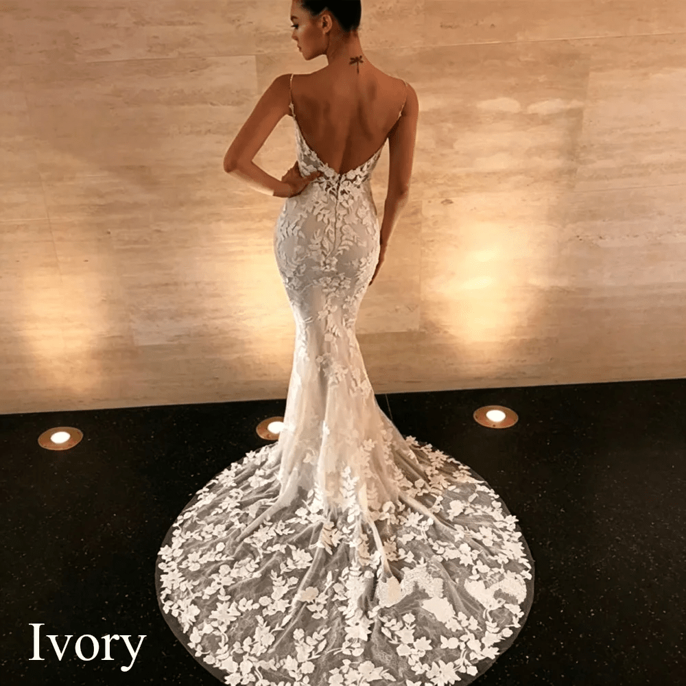 Boho Lace Backless Mermaid Wedding Dress - Luzilly Bridal & Apparel