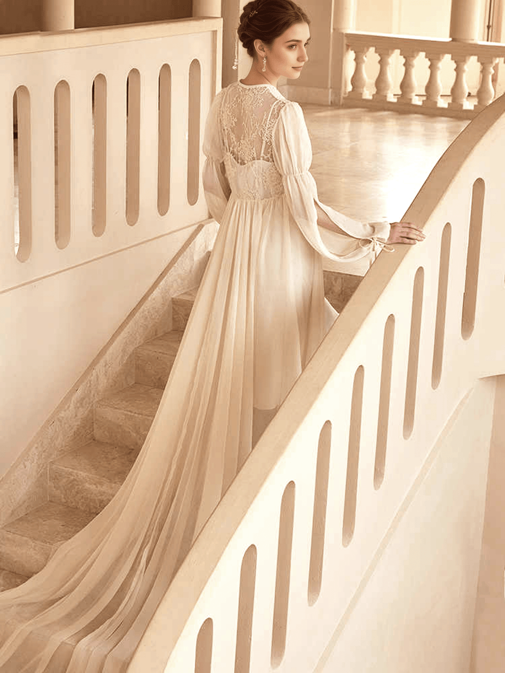Boho Lace Embroidered Long Sheer Robe Set with Camisole Dress - Luzilly Bridal & Apparel
