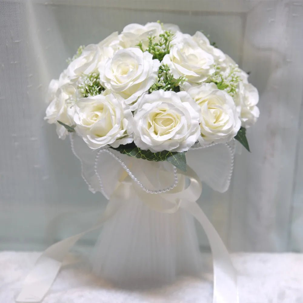 Boho Silk Ribbon Bridal Bouquet with Lace - Luzilly Bridal & Apparel