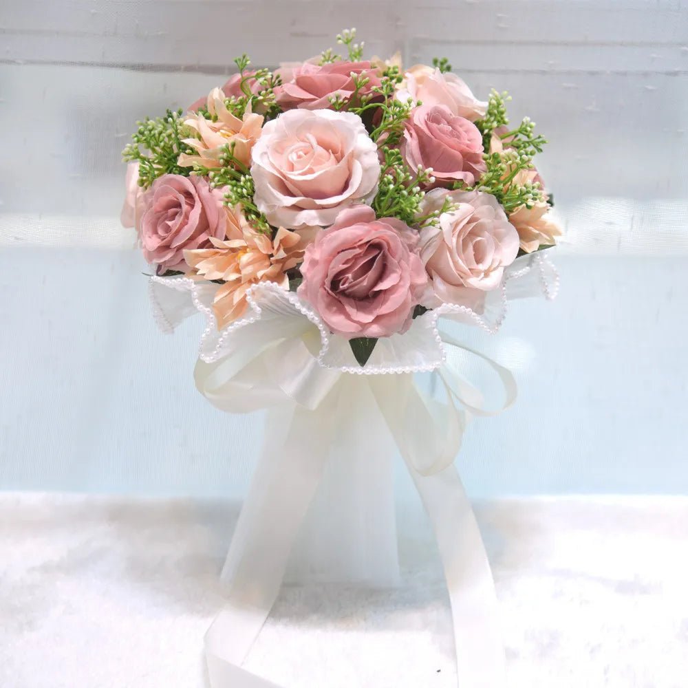 Boho Silk Ribbon Bridal Bouquet with Lace - Luzilly Bridal & Apparel