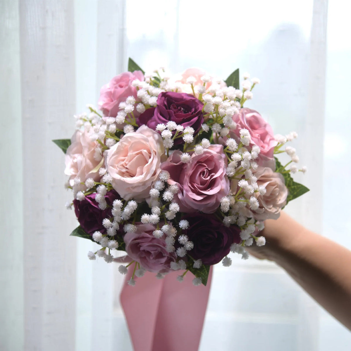 Boho Silk Ribbon Bridal Bouquet with Lace - Luzilly Bridal & Apparel