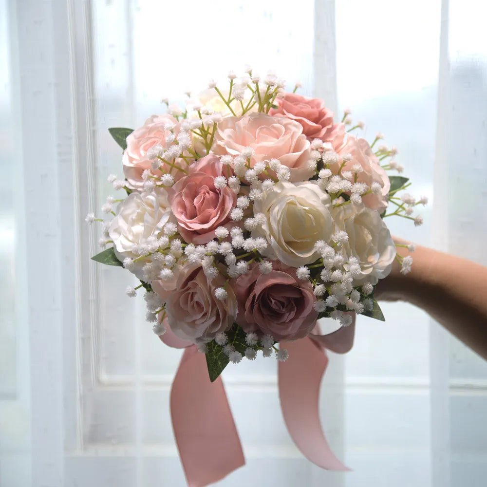 Boho Silk Ribbon Bridal Bouquet with Lace - Luzilly Bridal & Apparel