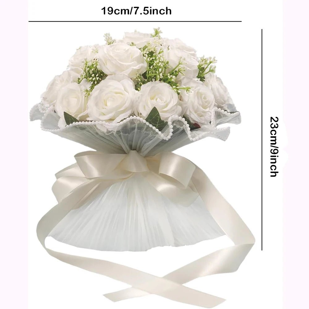 Boho Silk Ribbon Bridal Bouquet with Lace - Luzilly Bridal & Apparel
