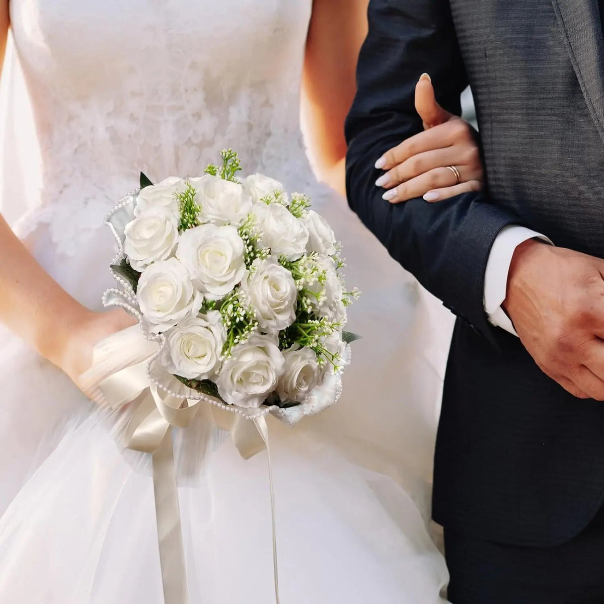 Boho Silk Ribbon Bridal Bouquet with Lace - Luzilly Bridal & Apparel