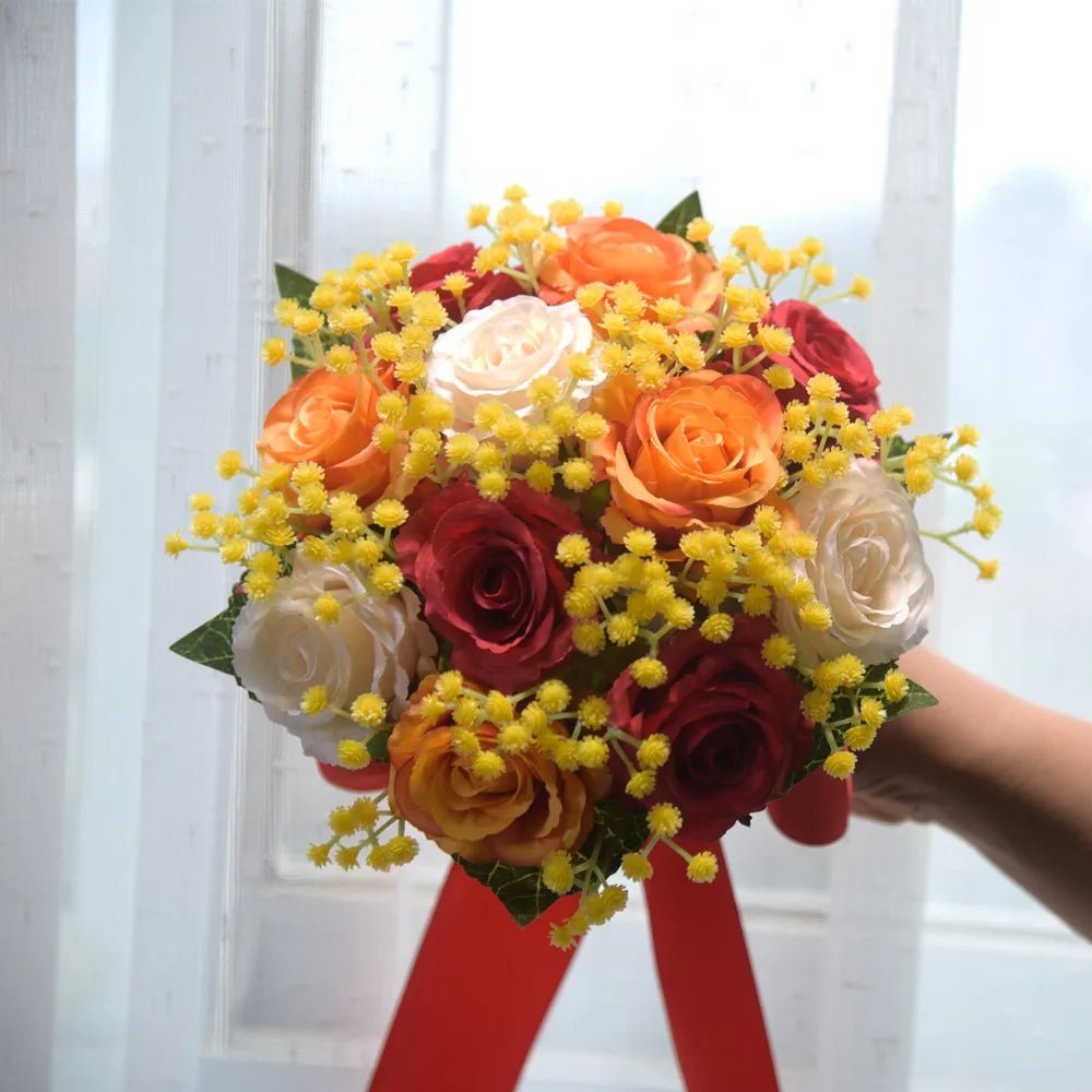 Boho Silk Ribbon Bridal Bouquet with Lace - Luzilly Bridal & Apparel