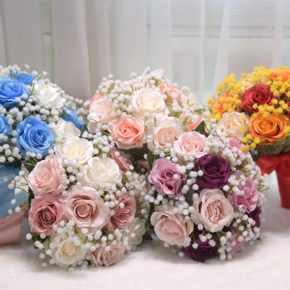 Boho Silk Ribbon Bridal Bouquet with Lace - Luzilly Bridal & Apparel