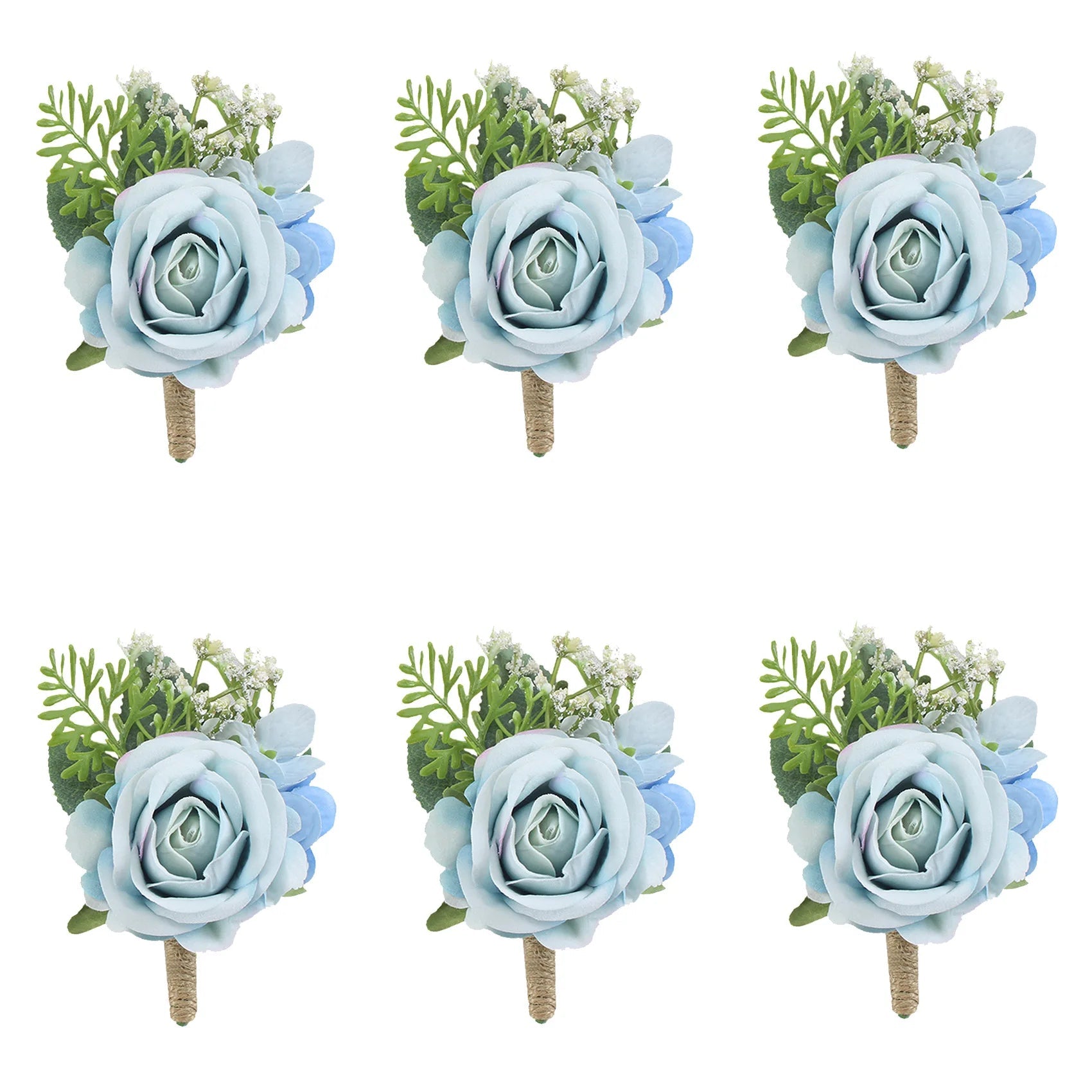 Boutonnieres Flowers Artificial Roses Silk White Ivory Corsage Buttonhole Groomsmen Boutonniere for Men Wedding Accessories - Luzilly Bridal & Apparel