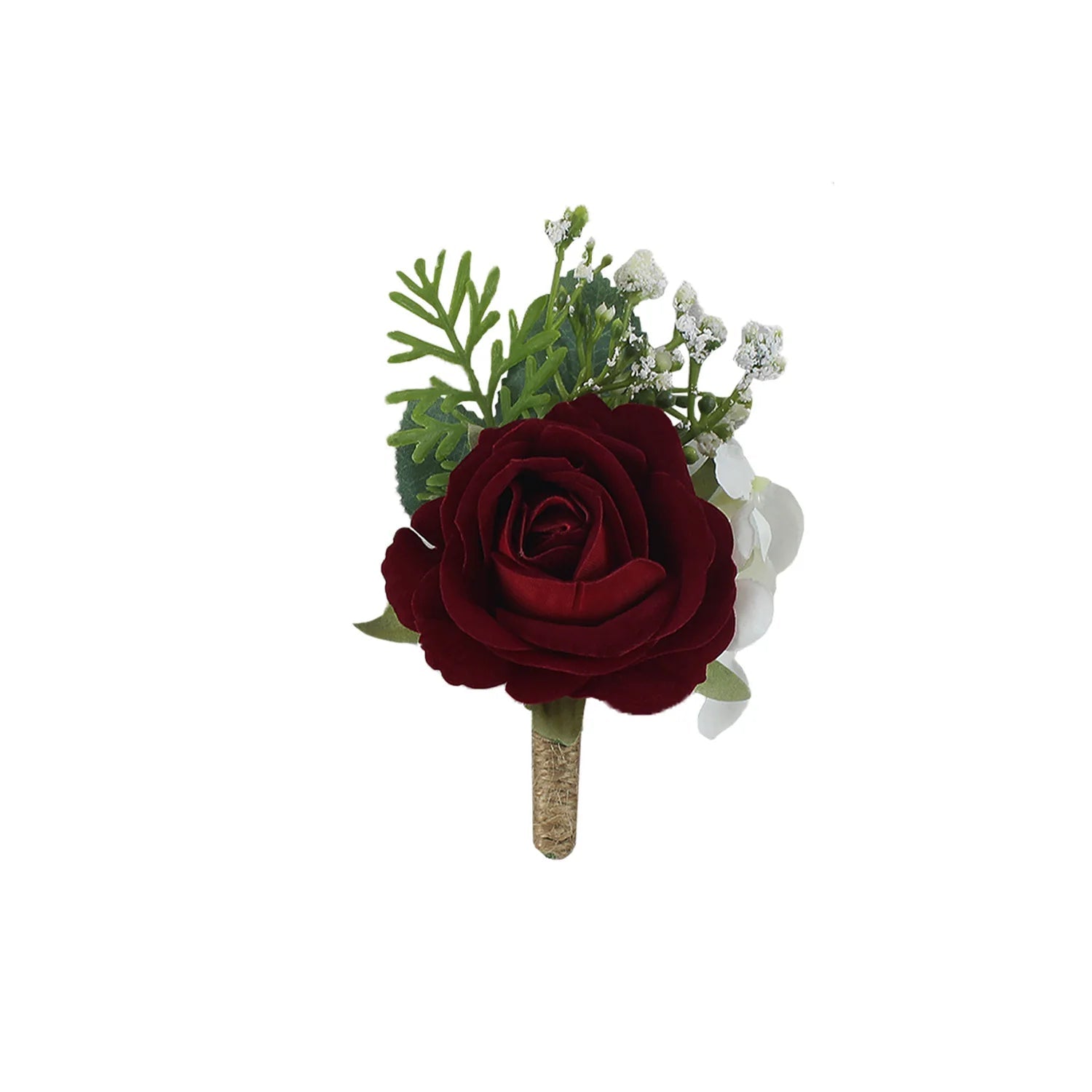 Boutonnieres Flowers Artificial Roses Silk White Ivory Corsage Buttonhole Groomsmen Boutonniere for Men Wedding Accessories - Luzilly Bridal & Apparel