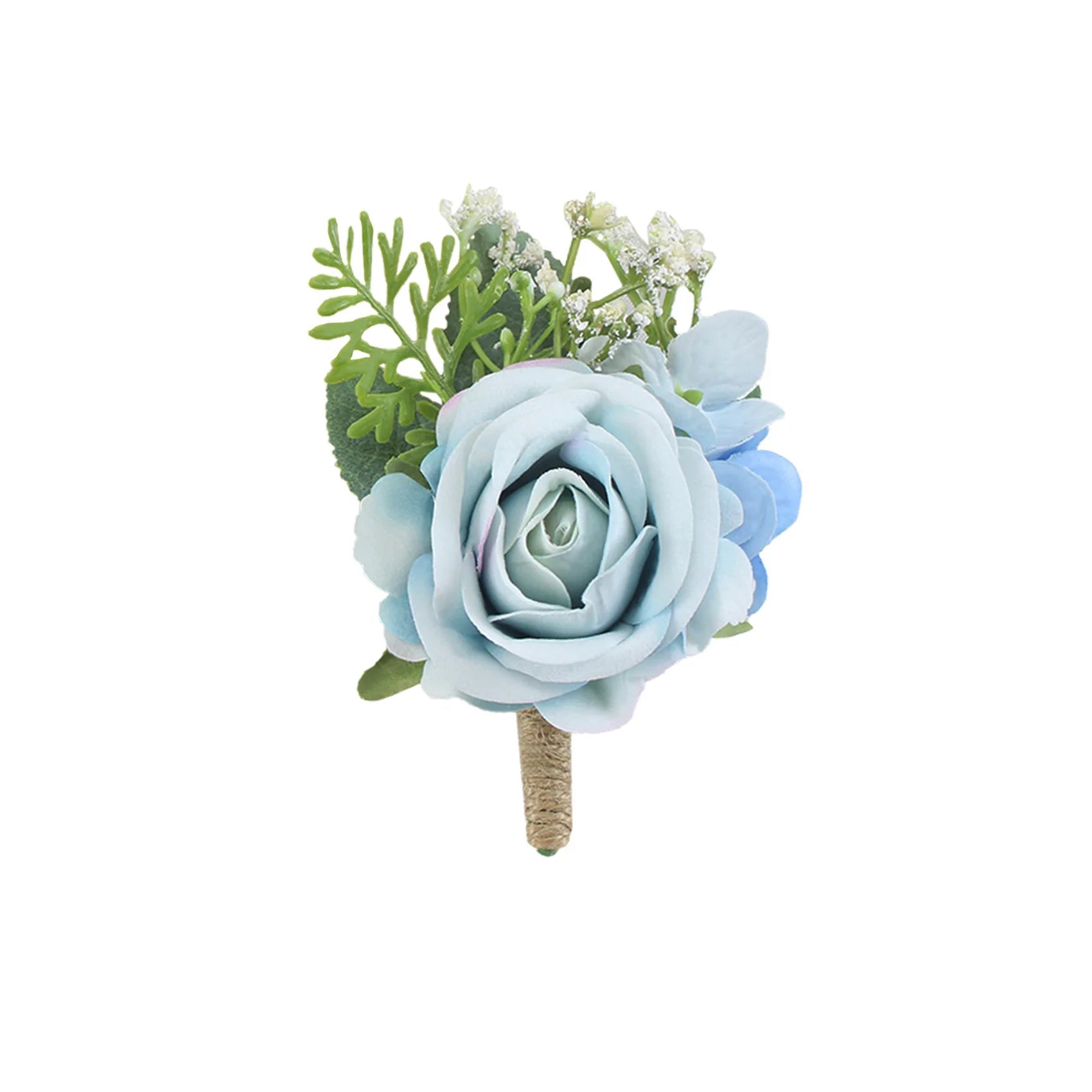 Boutonnieres Flowers Artificial Roses Silk White Ivory Corsage Buttonhole Groomsmen Boutonniere for Men Wedding Accessories - Luzilly Bridal & Apparel