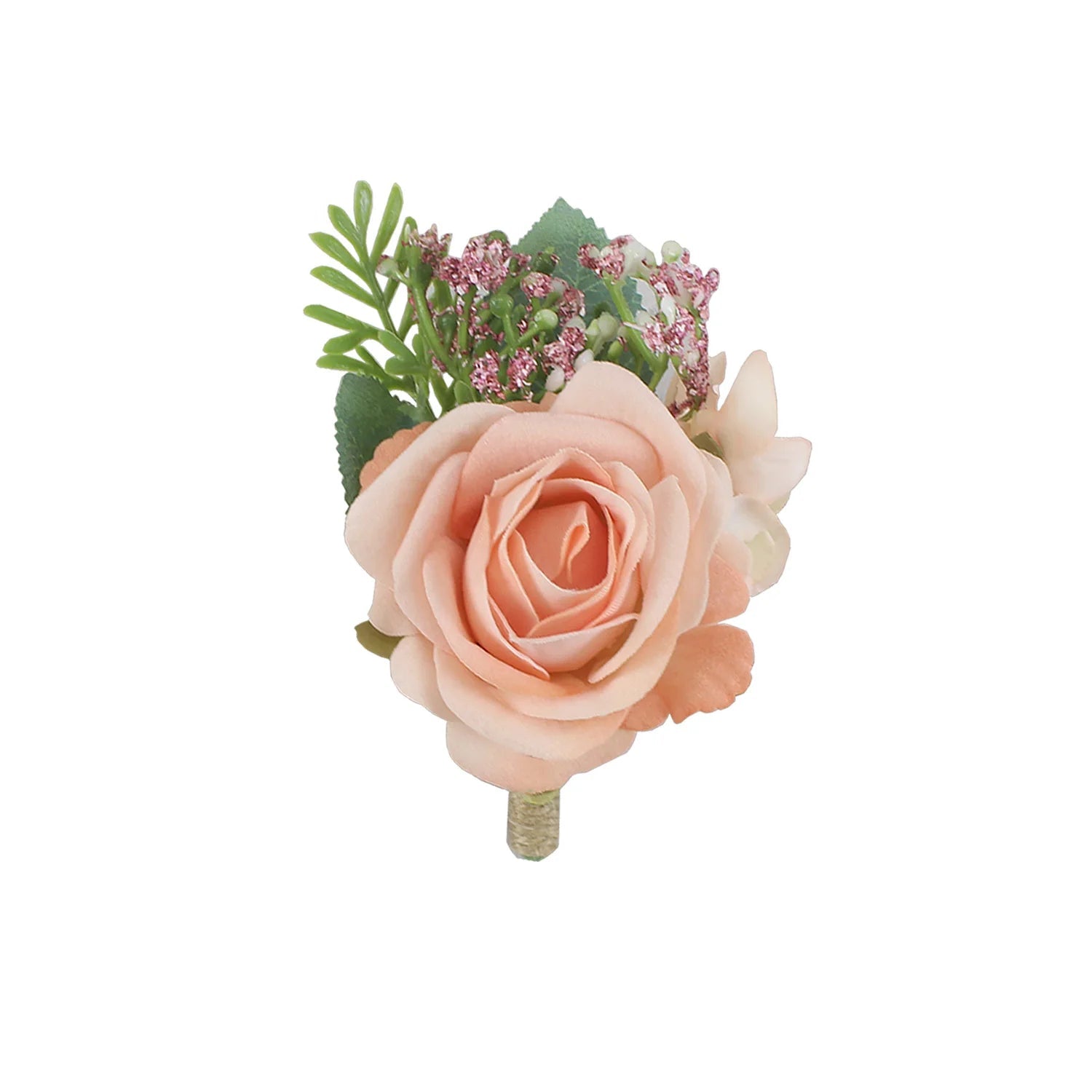 Boutonnieres Flowers Artificial Roses Silk White Ivory Corsage Buttonhole Groomsmen Boutonniere for Men Wedding Accessories - Luzilly Bridal & Apparel