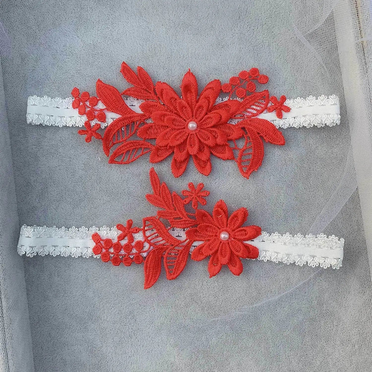 Bow and Flower Lace Bridal Garter - Luzilly Bridal & Apparel