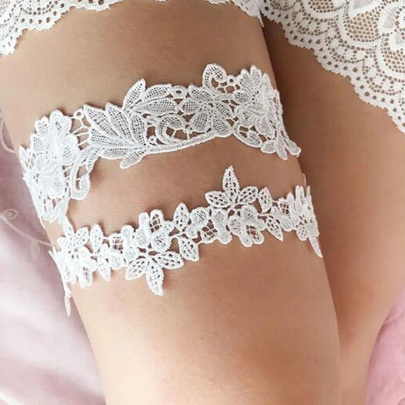 Bow and Flower Lace Bridal Garter - Luzilly Bridal & Apparel