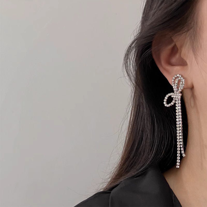 Bow & Tassel Clip-On Drop Earrings - Luzilly Bridal & Apparel