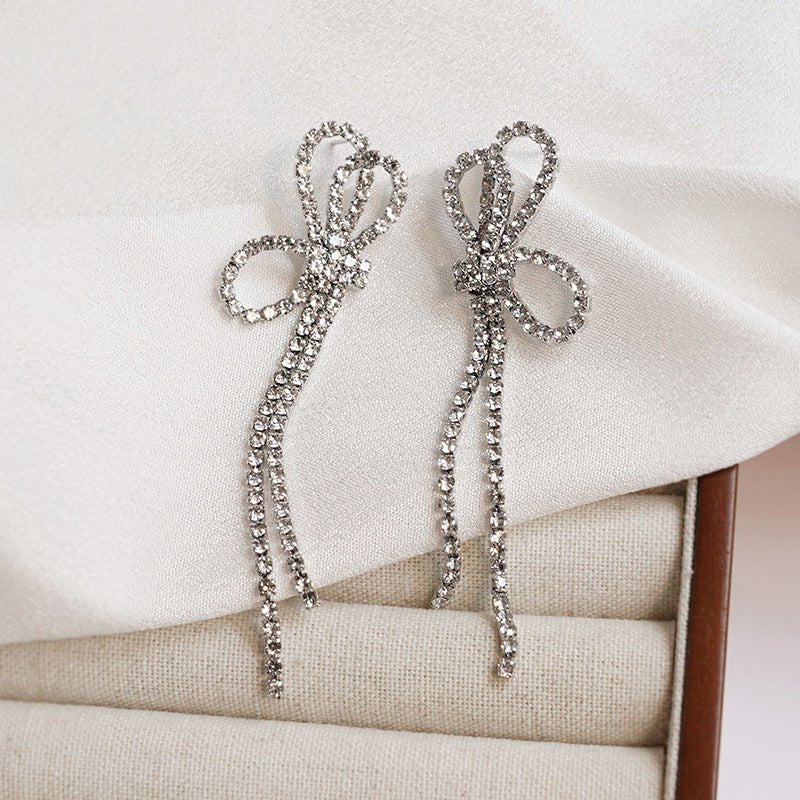 Bow & Tassel Clip-On Drop Earrings - Luzilly Bridal & Apparel
