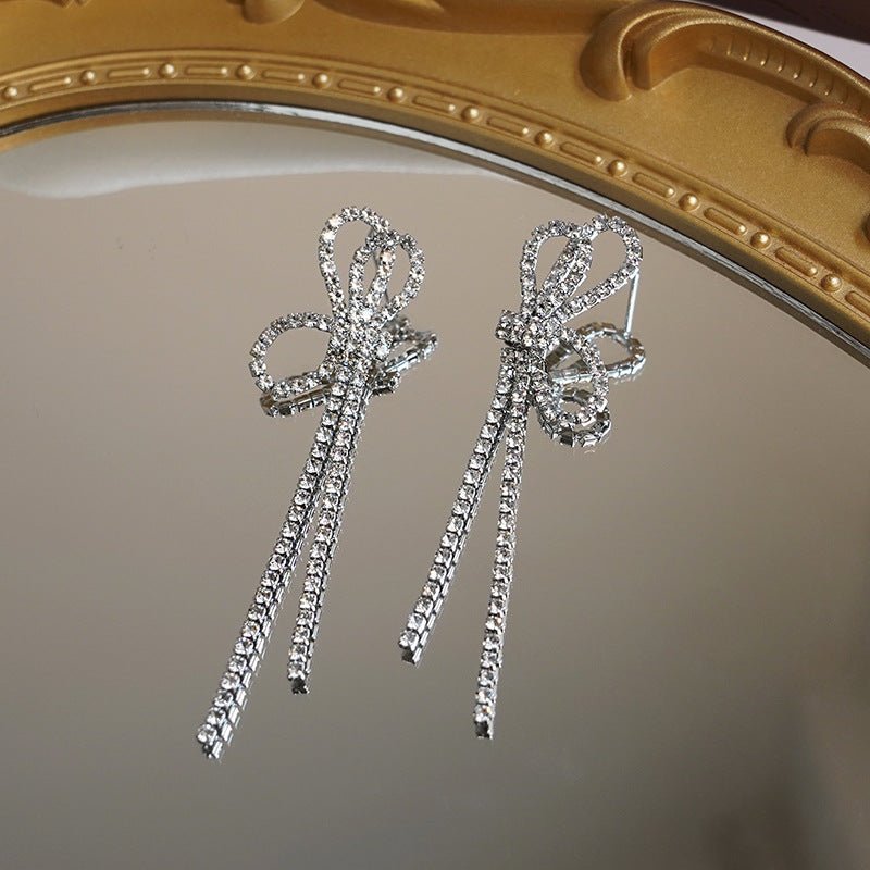 Bow & Tassel Clip-On Drop Earrings - Luzilly Bridal & Apparel