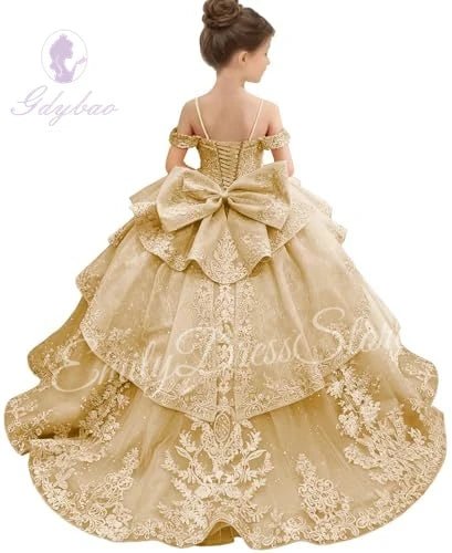 Bowknot Appliqué Flower Girl Dress - Luzilly Bridal & Apparel