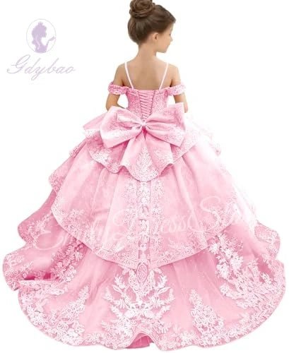 Bowknot Appliqué Flower Girl Dress - Luzilly Bridal & Apparel