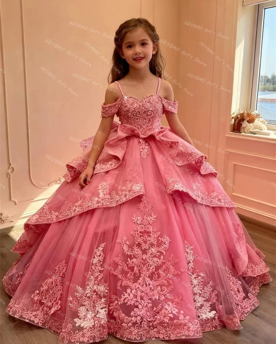 Bowknot Appliqué Flower Girl Dress - Luzilly Bridal & Apparel