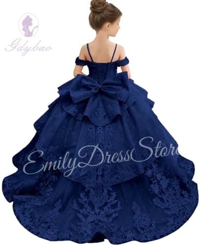 Bowknot Appliqué Flower Girl Dress - Luzilly Bridal & Apparel