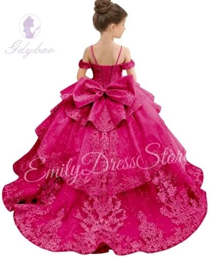 Bowknot Appliqué Flower Girl Dress - Luzilly Bridal & Apparel